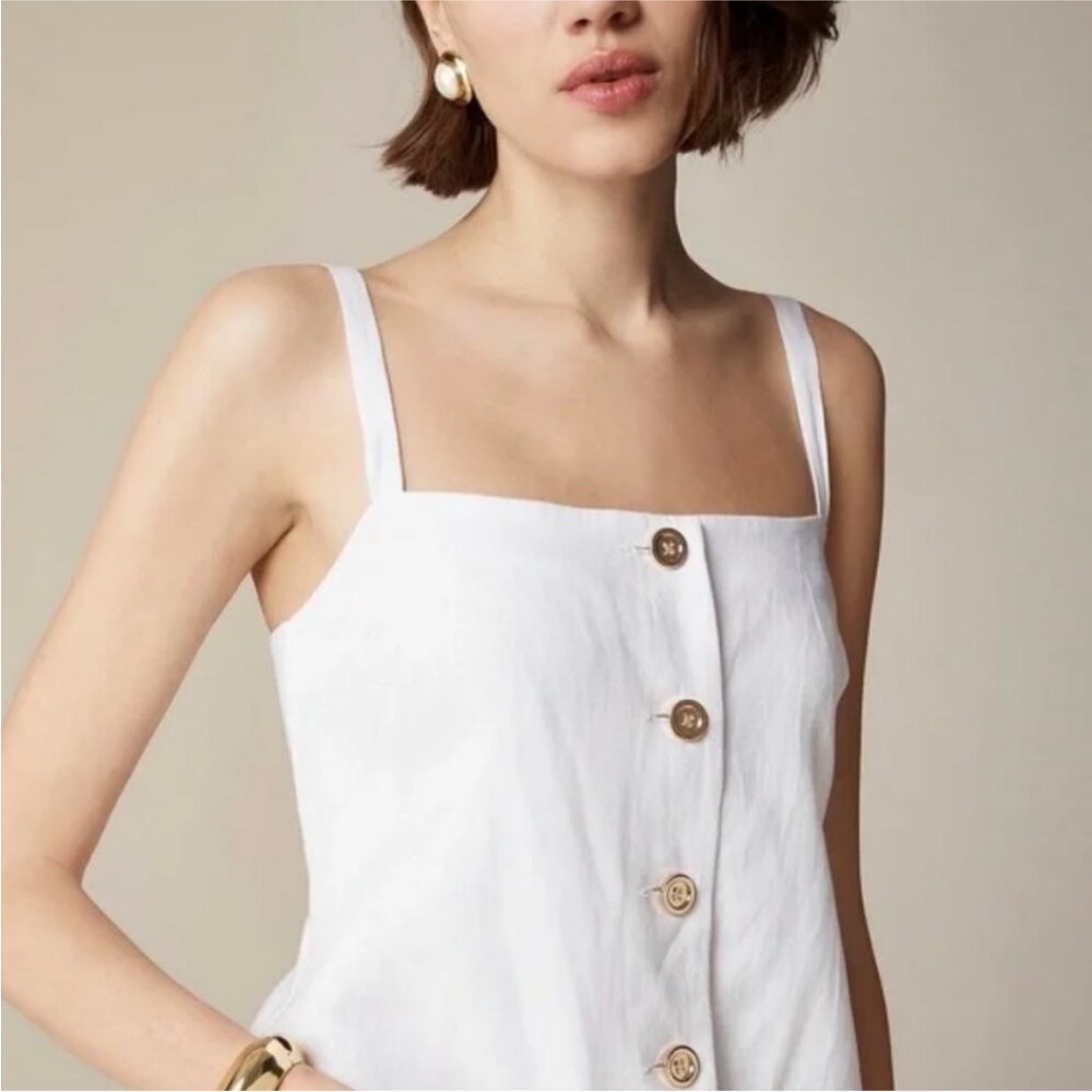 New! J. Crew Claudia white linen dress classuc quiet luxury 36238 - Picture 3 of 14